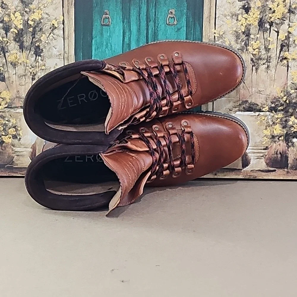 Cole Haan Zerogrand Mens Boots Waterproof British Tan Leather Sz 11.5 M C30405‎